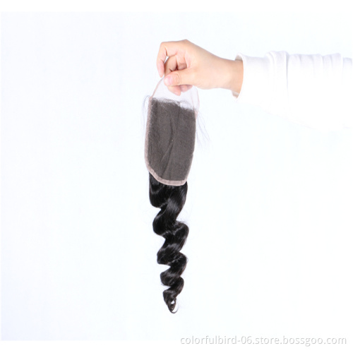 Loose Wave 4*4 Closure 100% Human Hair Closure 16 20 Inch 4x4 transparent HD Lace Remy Hair Peruvian Closure